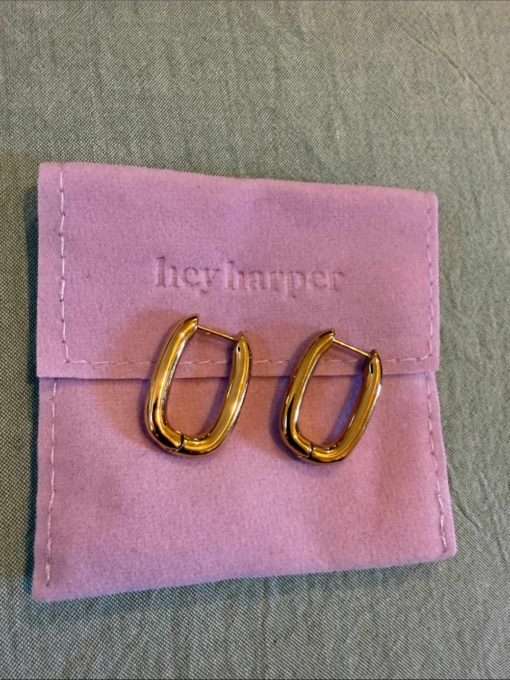 Hey Harper Gold Oval Huggie Hoop Earrings